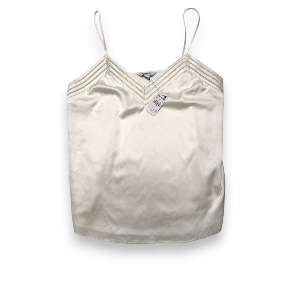 NWT Express Ivory Satin Chevron Detail Cami Top Size Medium